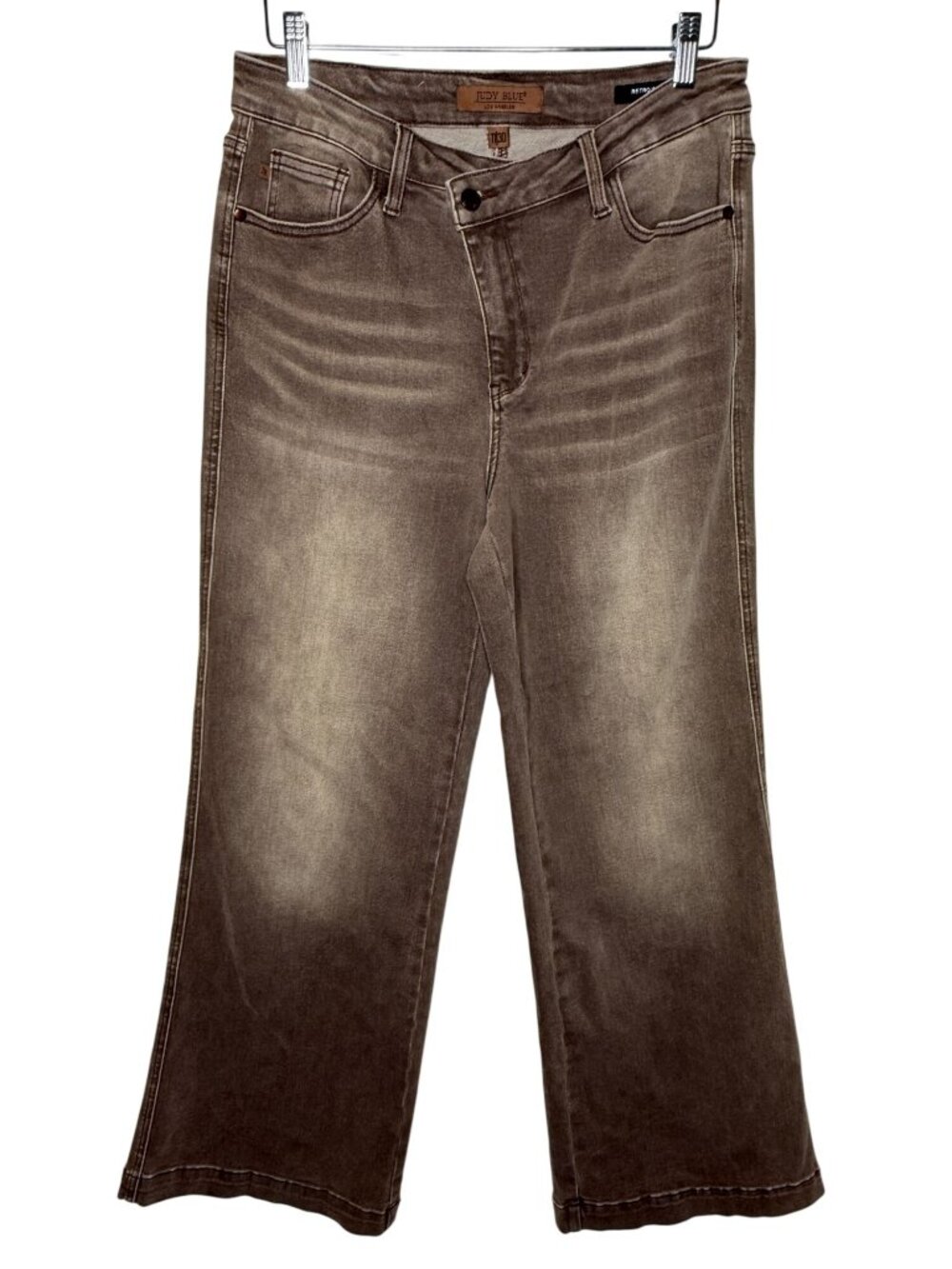 Judy Blue Retro Wide Jeans 11/30 Brown Washed Wide Leg Stretch Denim 90s Casual